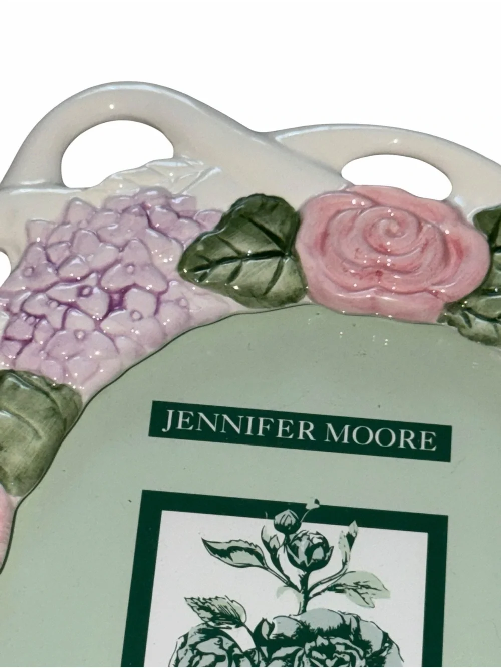 Vintage 90s Jennifer Moore Ceramic Floral 8x10 Picture Frame Cottagecore